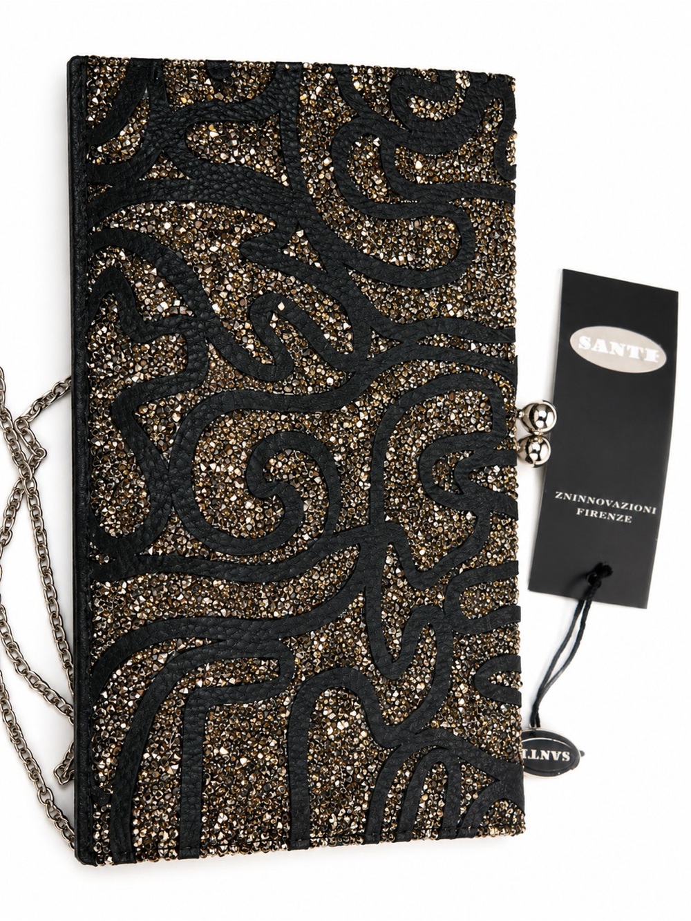 SANTI Italy – New Leather Evening Purse with Sparkling Stones – NWT